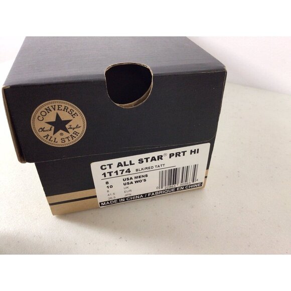 Converse All Star High Tops Shoes Black Red Tattoos Mens 8 - Picture 4 of 8